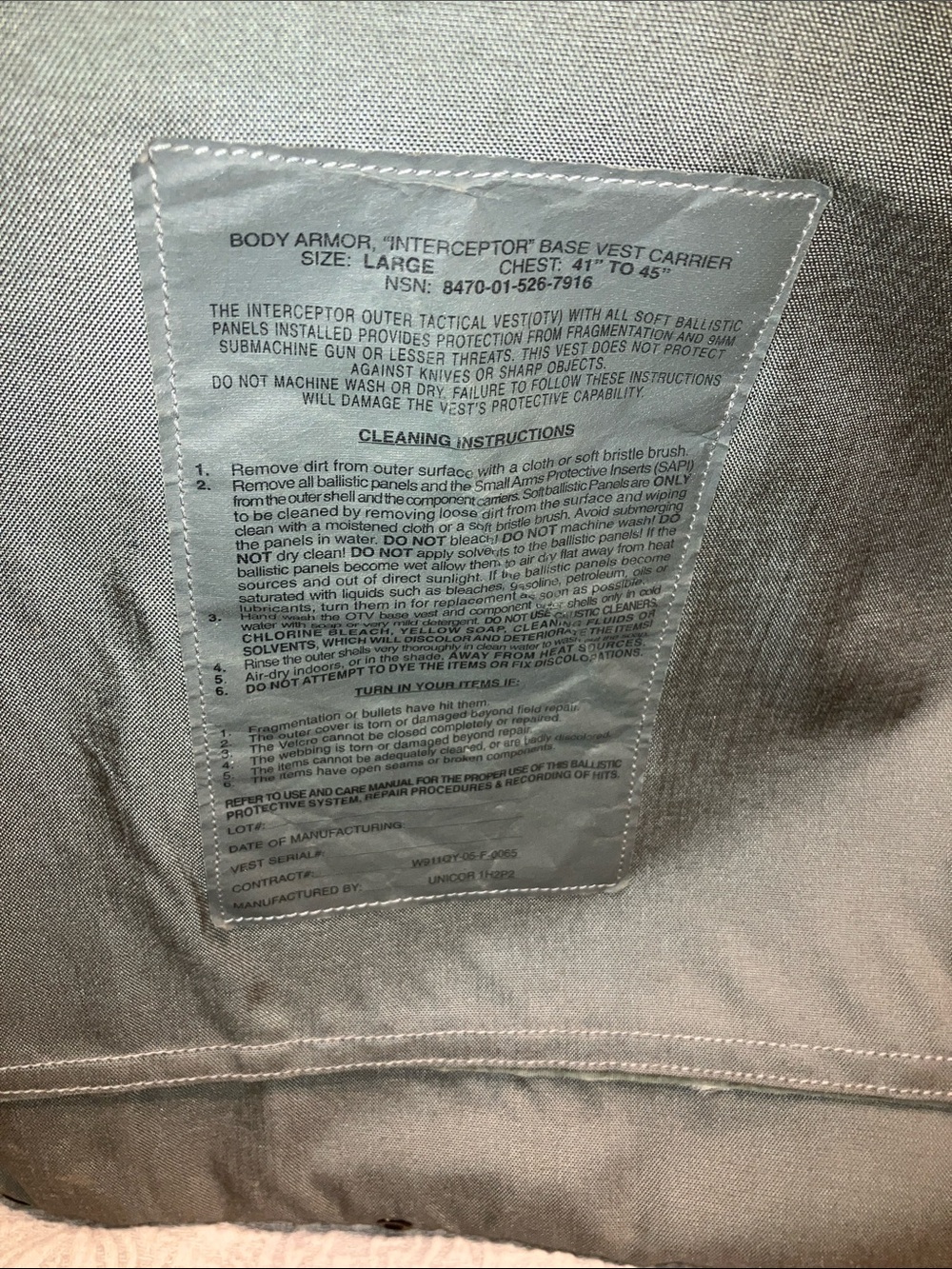 Genuine U.S. Army Interceptor Body Armor Vest - Picture 5 of 9